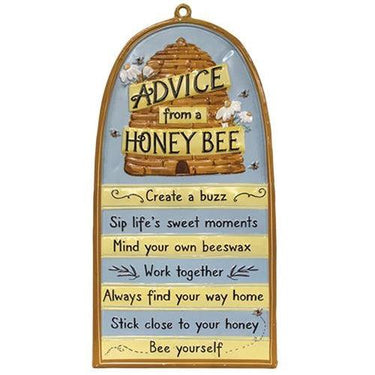 Advice From A Honey Bee Metal Sign - The Fox Decor